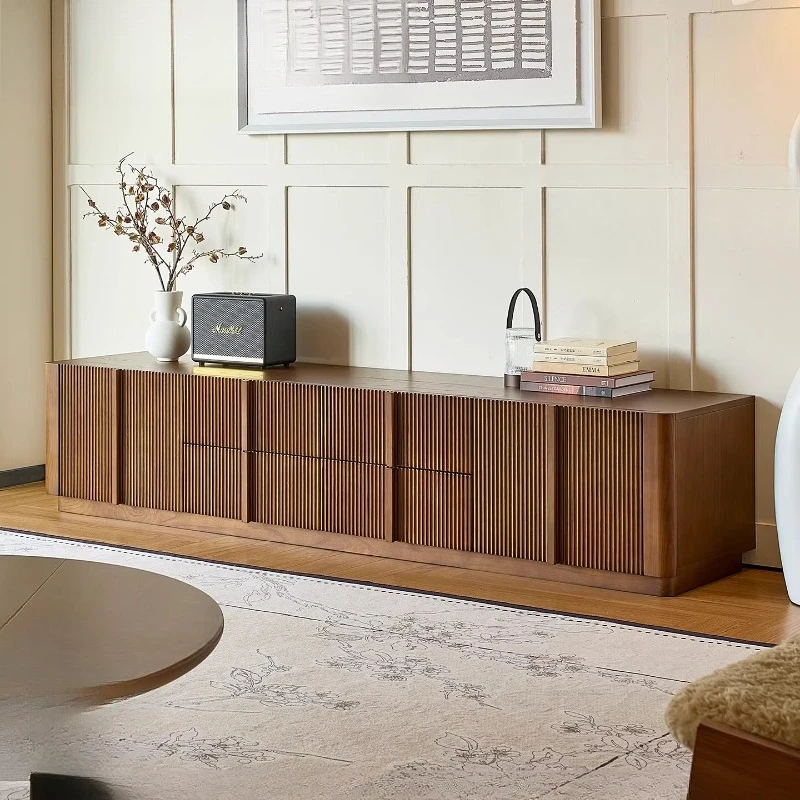 

Solid wood floor-to-ceiling TV cabinet, living room integrated storage locker against the wall