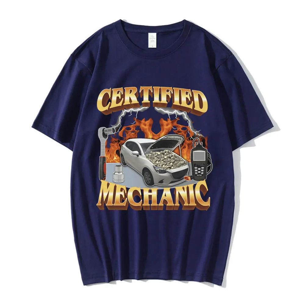 Certified Mechanic Meme Graphic T-Shirt Men Women's Fashion Hip Hop T-shirts 100% Cotton Casual Short Sleeve Oversized T Shirts image 6