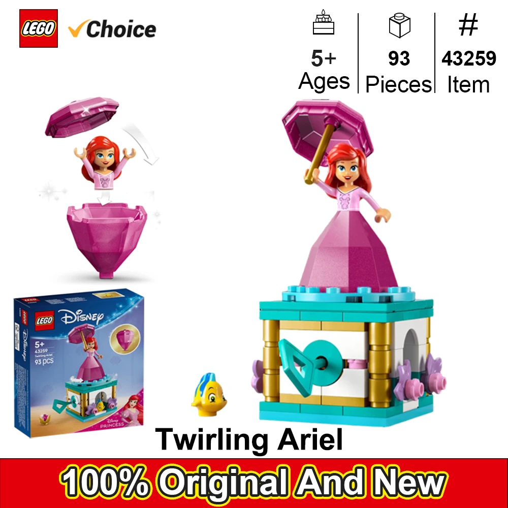 

LEGO 43259 Disney Princess Twirling Ariel, игрушка-строительная игрушка для детей, игрушка Русалочка для любителей кино-куклы Эриэль, идея подарка
