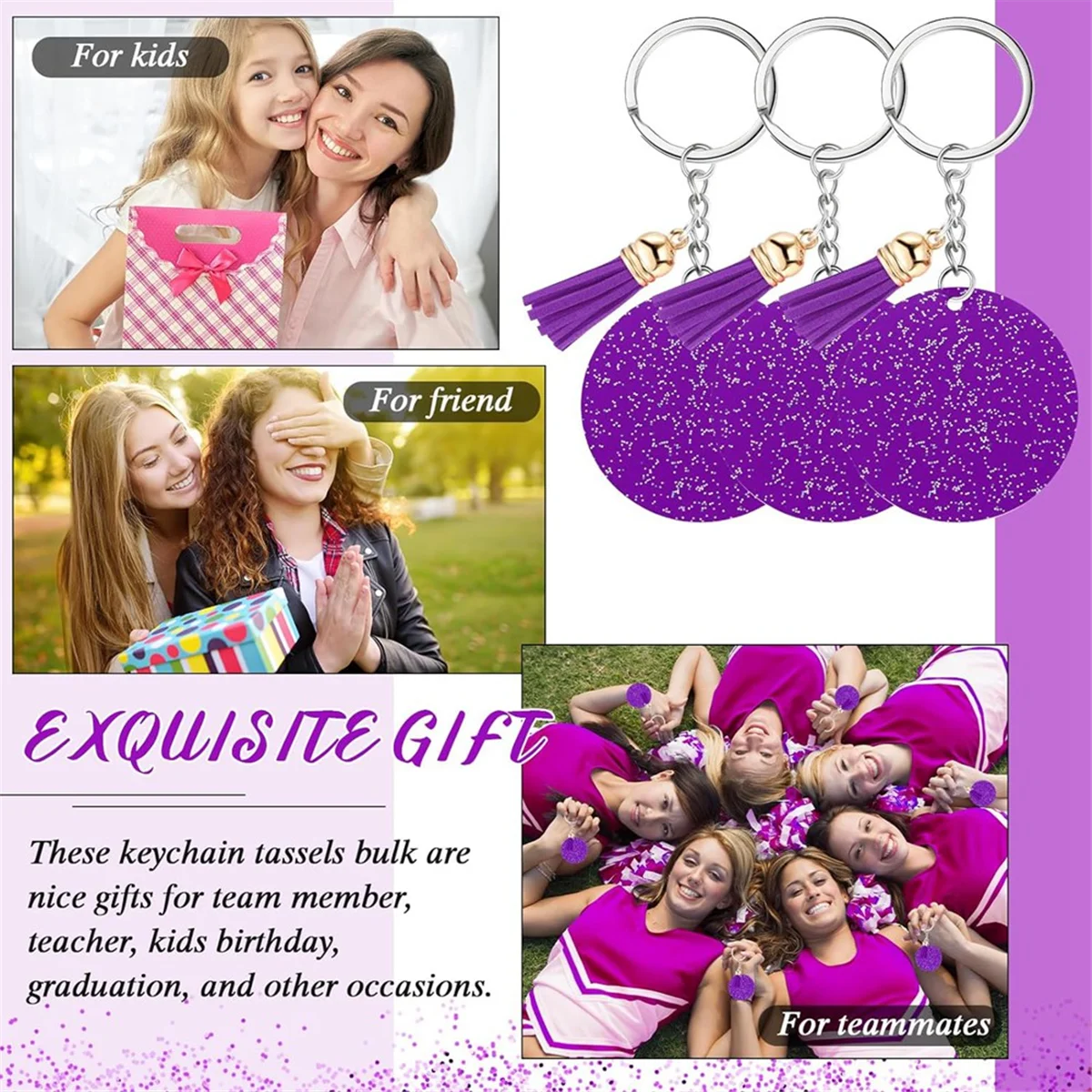 

New-Design Acrylic Keychain Blank with Key Ring DIY Keychain Tassel Rose