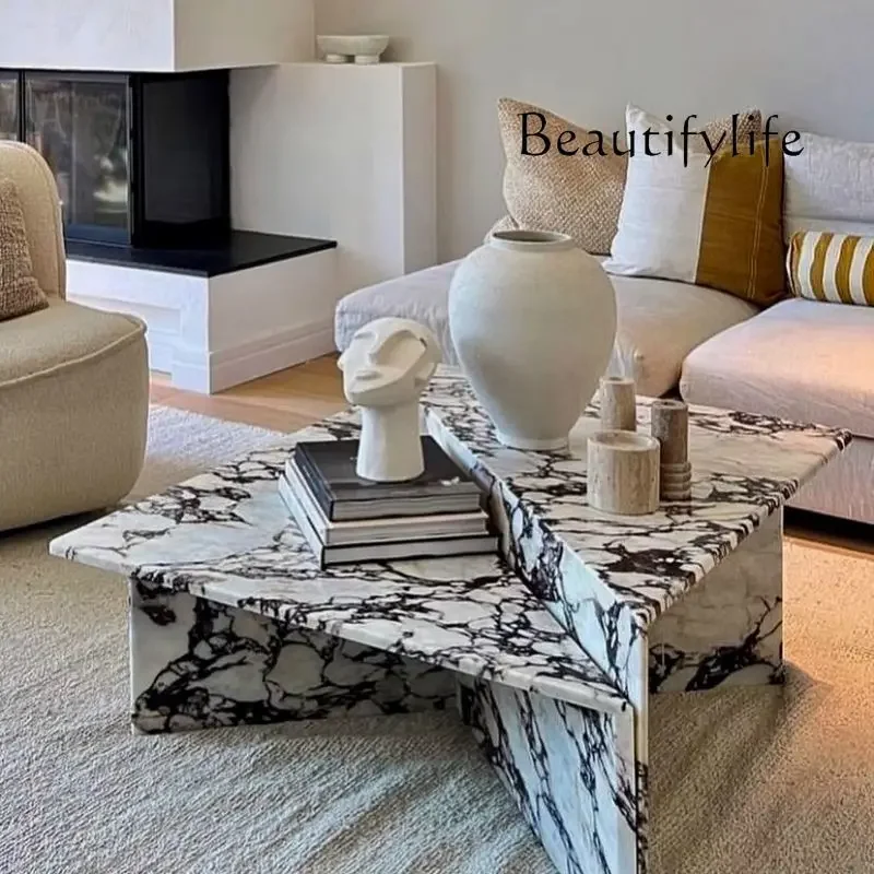 

u French marble villa living room Nordic modern minimalist designer creative special-shaped coffee table side table combination