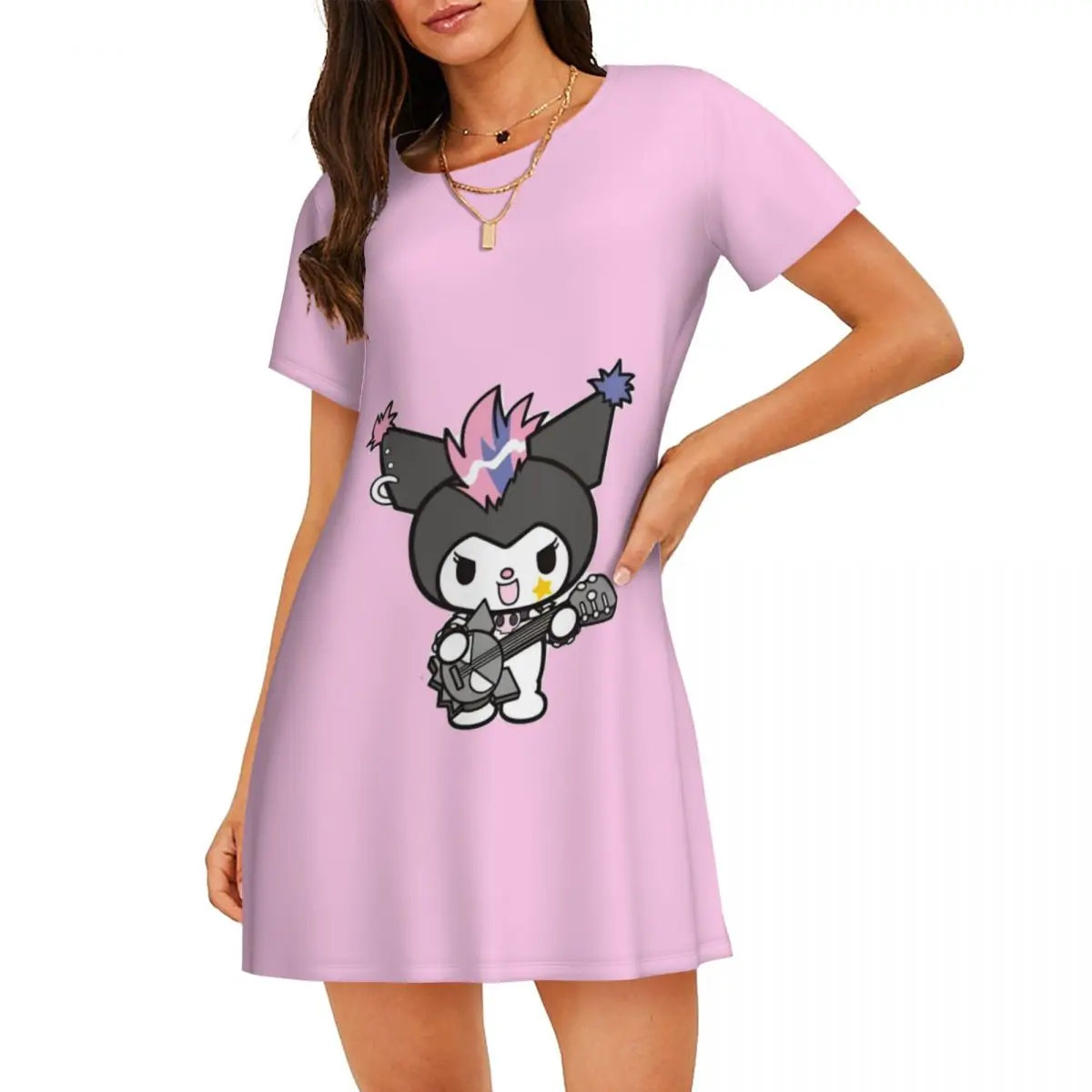

Custom Kuromi Short Sleeves Women Nightdress For Sleeping Womens Nightgown Dress Women Short Sleeve Nightgowns