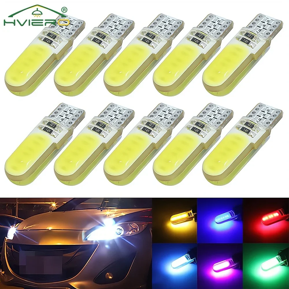 10X 194 2825 WY5W COB Silicagel Waterproof Wedge Light Auto Marker Reading Dome Lamp Parking Bulbs DC12V Led Bulb Multiple Color