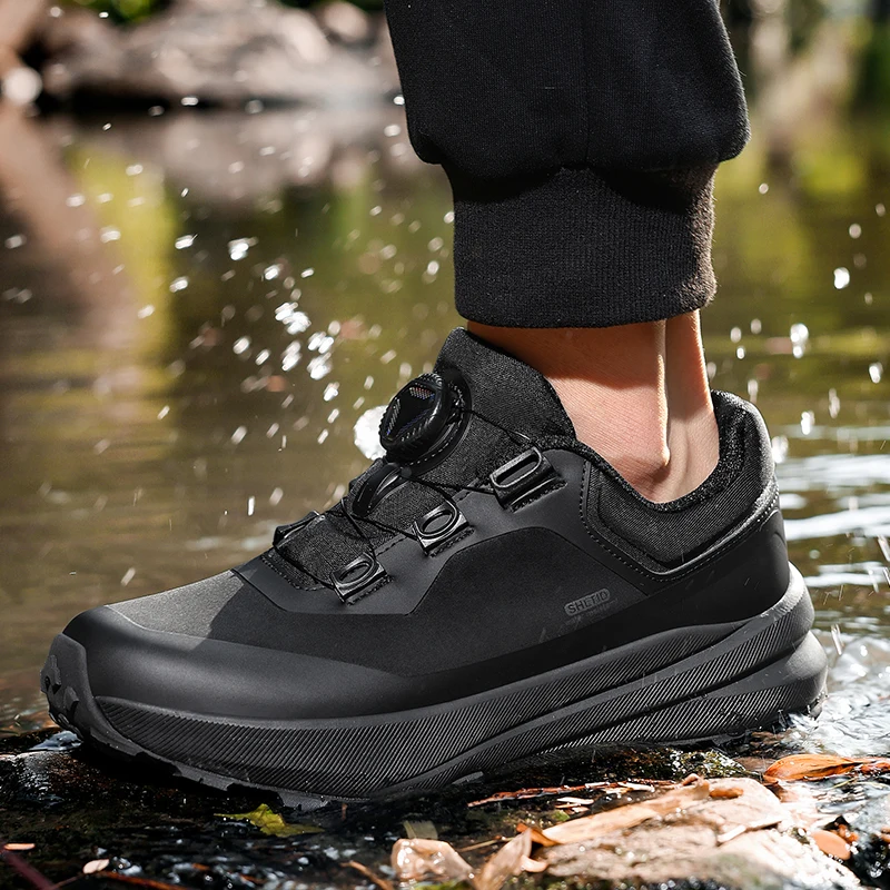 

Autumn 2025 Running Shoes For Men Anti Slip Outdoor Sport Shoes Mens Quick Lacing Walking Shoes Man Leather Leisure Sport Shoe