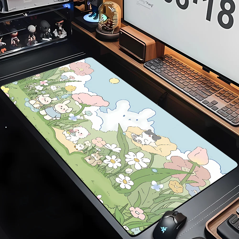 لوحة ماوس ألعاب ناعمة من السيليكون على شكل أرنب لطيف، لوحة مفاتيح كبيرة، لوحة ماوس توبوغرافية للوحة المفاتيح مع حصيرة طاولة مضادة للانزلاق #3