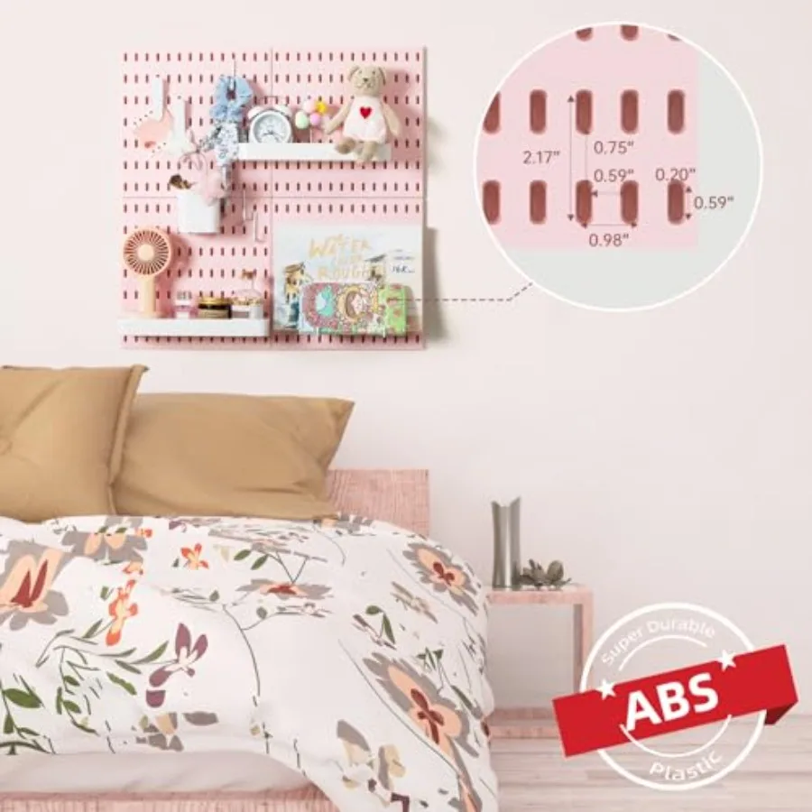 Modulaire hangende wandmontage display peg board paneelset met 4-delige pegboards en 17 accessoires voor slaapkamer thuiskantoor badkamer