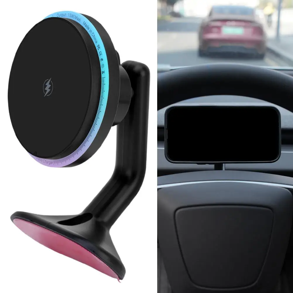 

Magnetic Fast Charging Phone Holder For Tesla Model Y Magnetic Wireless Car Charger 360° Rotation Phone Mount M1J7