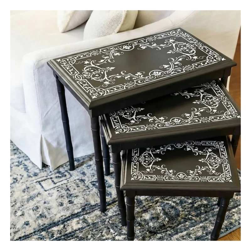 

Большой европейский ретро-трафарет с цветочным орнаментом для настенной росписи по гипсу, декоративные вьющиеся лозы, цветочный ретро-барочный винтажный узор для стола