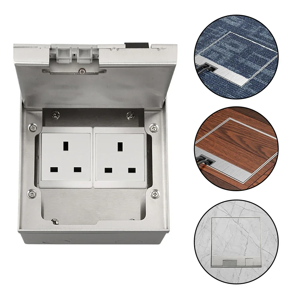 Waterproof Embedded Socket Box with Stainless Steel Panel Perfect for Concealed Power Access in Various Environments