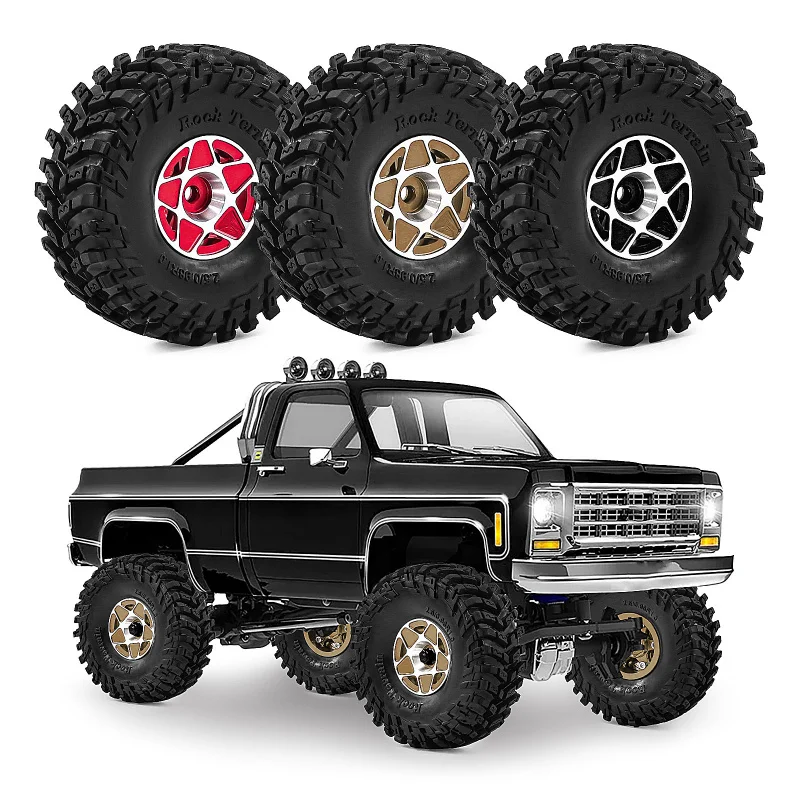 

Комплект алюминиевых дисков Beadlock 1.0 дюйма и грязевые шины для радиоуправляемых краулеров 1/24 SCX24 TRX4M FCX24