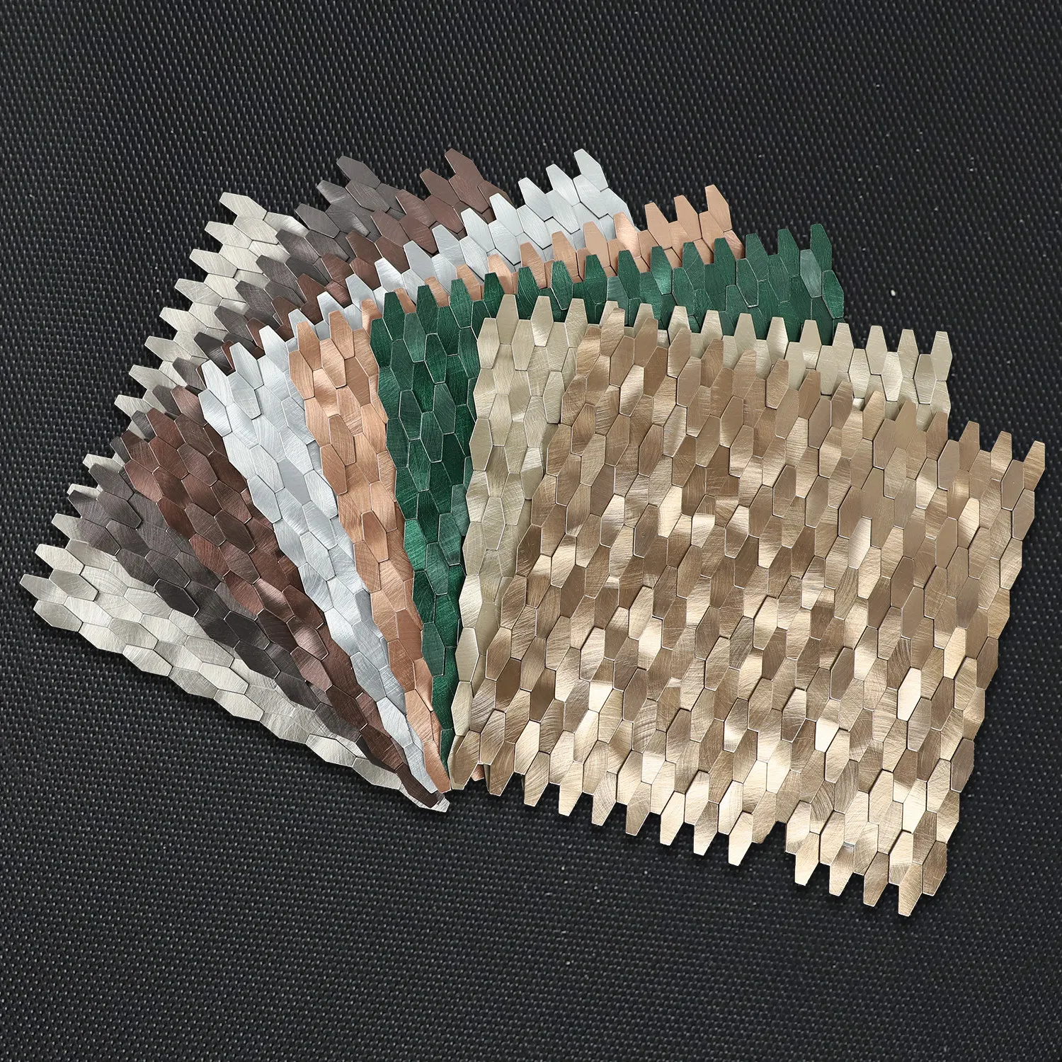 Panel de Mosaico Autoadhesivo 3D Cóncavo Convexo de Diamante, Metal y Aluminio-Plástico, 5 Piezas/Paquete, para Fondo de Pared, Cliente Rusia