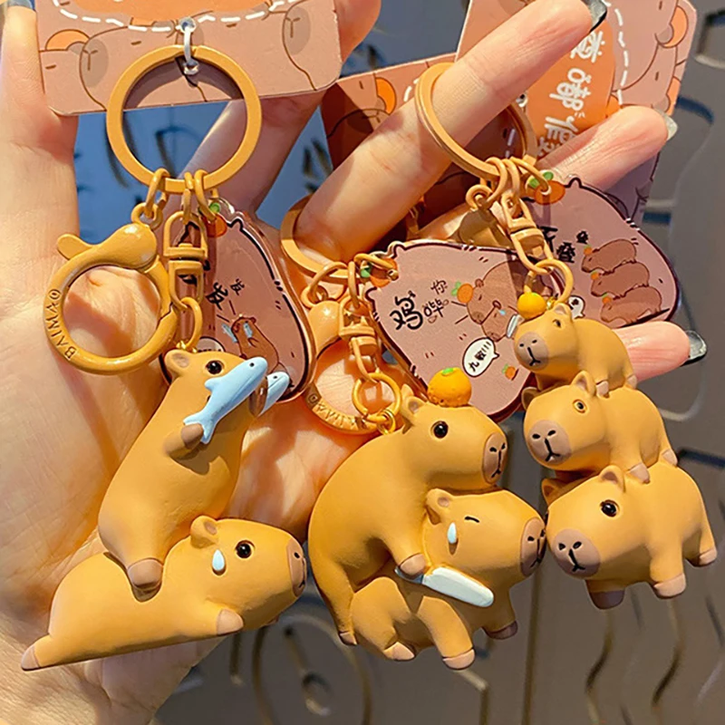 1Pcs Cute Funny Capybara Keychain Fun Lovely Capybara Doll Dolls Pendant Keychain Backpack Charm Girls Children Birthday Gift