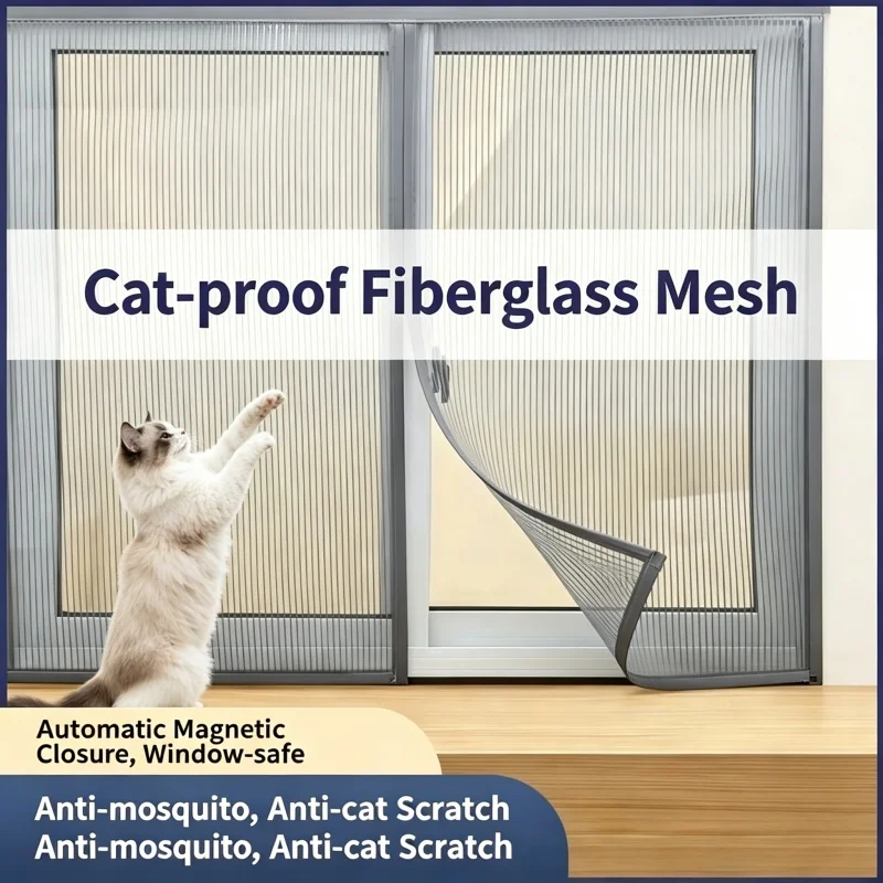 Customized gray striped magnetic Velcro screen window, suitable for household screen windows