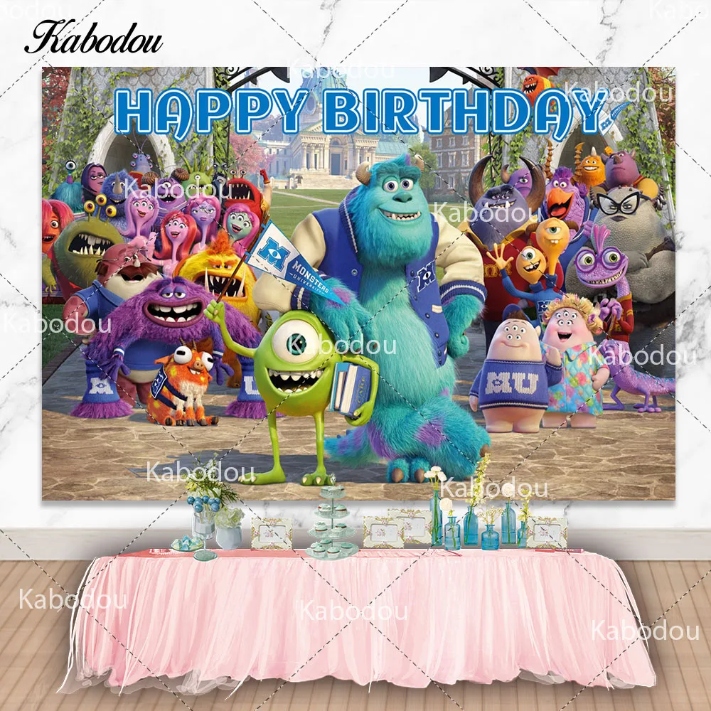 Monsters University Inc Photo Backdrop Disney Little Boo Boys Girls Birthday Baby Shower Photography Background Decor Props