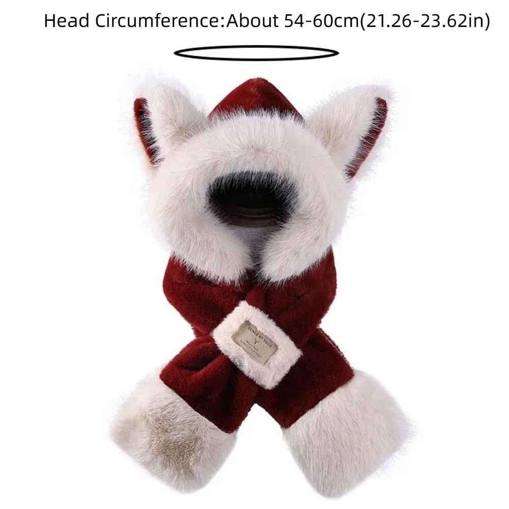 Lei Feng Cap Cartoon Winter Plush Hat 2 IN 1 Anti-cold Animal Ear Scarf Hat Warmer Soft Ear Protection Cap Cycling