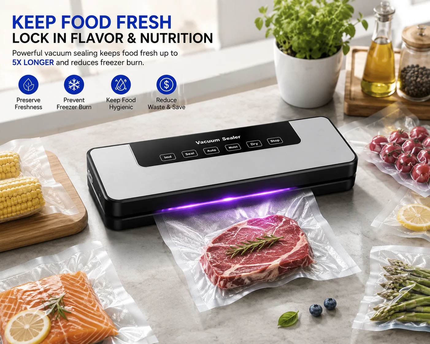 Automatic One‑Touch Vacuum Sea - Food Vacuum Sealer Machine recension och pris