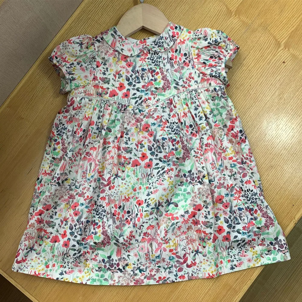 

newborn baby girls clothes toddler dresses one year baby clothes French style printed short sleeved dress sweet girl dress