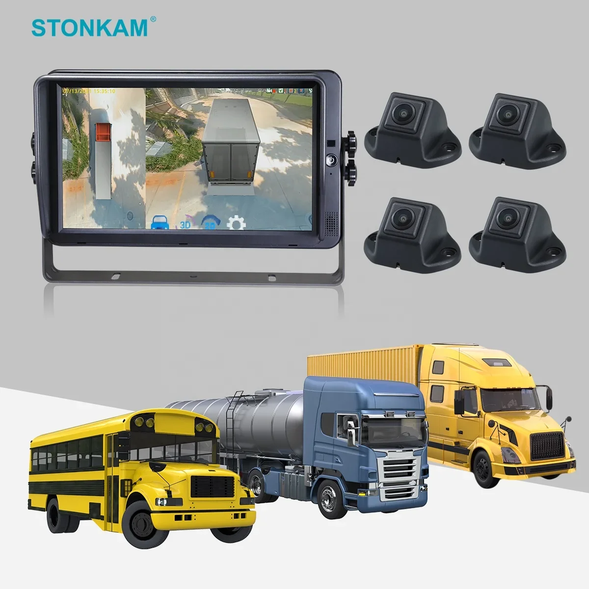 STONKAM 10.1 inch truck hd 3d bird eye monitor camera for 360 panoramic view monitor camera system