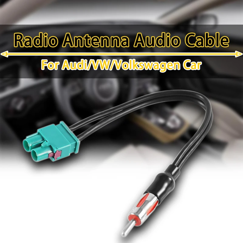 Antena do carro adaptador de cabo de áudio rádio cabo de áudio cabeça dupla macho fakra-din antena masculina para audi/vw/volkswagen carro eletrônica