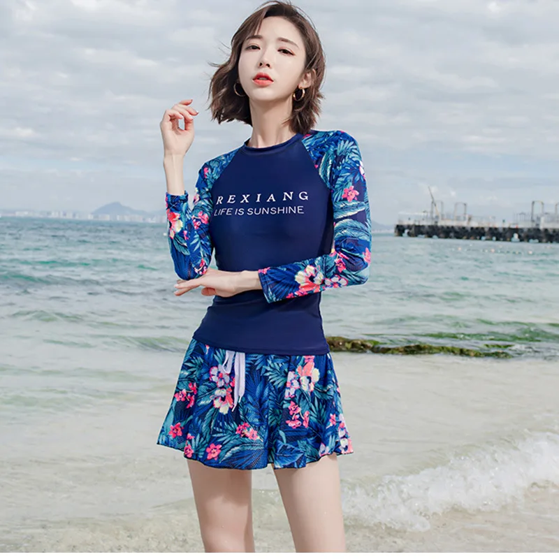 

Sexy Swimsuit Women Two Piece Sports Clothing Swimwear For Bathing Suit Bikini Set Push Up Swimwear Long Sleeve Female Swimming