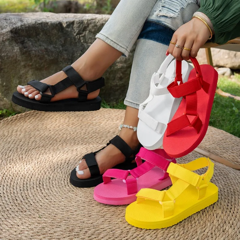 

Casual Soft Soled Fashionable Women Sandals 2026 New Solid Color Round Toe Thick Soled Female Shoes Comfort Breathable Sandals