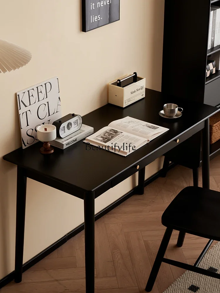 

yj9 Solid Wood Desk Simple Modern Black Light Luxury Home Study Office Desk Computer Table
