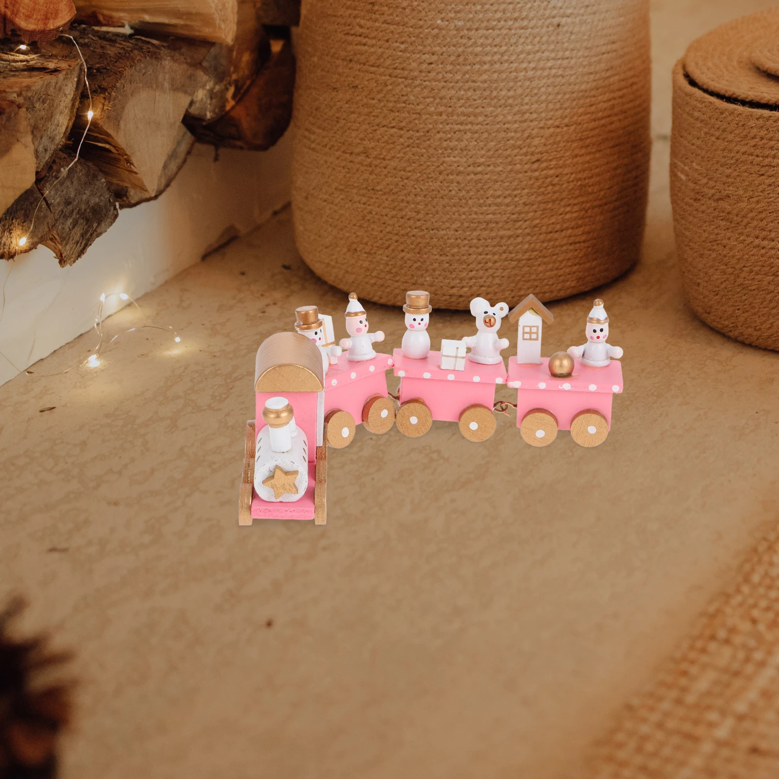 

4 Section Wooden Train Christmas Decor Festive Table nament Holiday Gift Idea Craftsmanship Joyful Party New Adornment