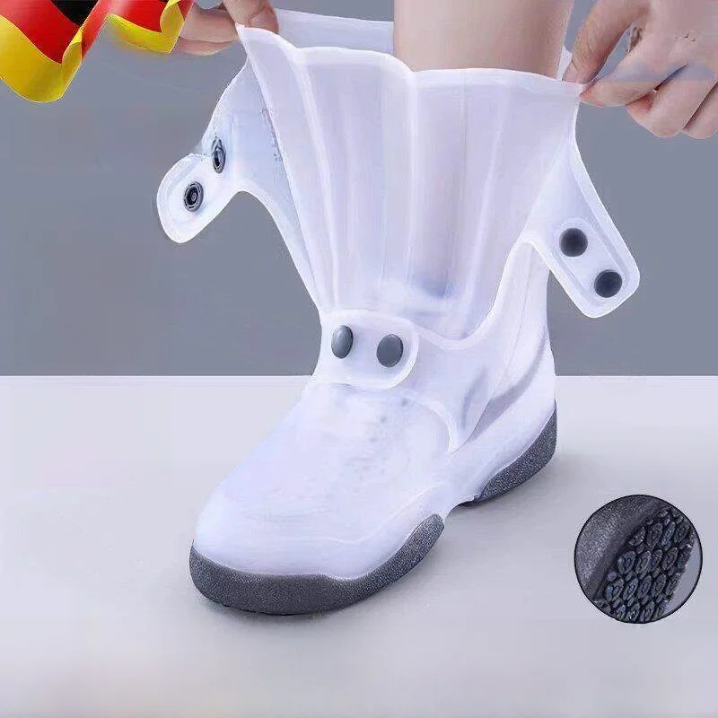 厚みのある防水滑り止めシリコン製レインブーツカバー、雨の日にお使いいただける大人と学生向け、波模様のトレッド付き、再利用可能