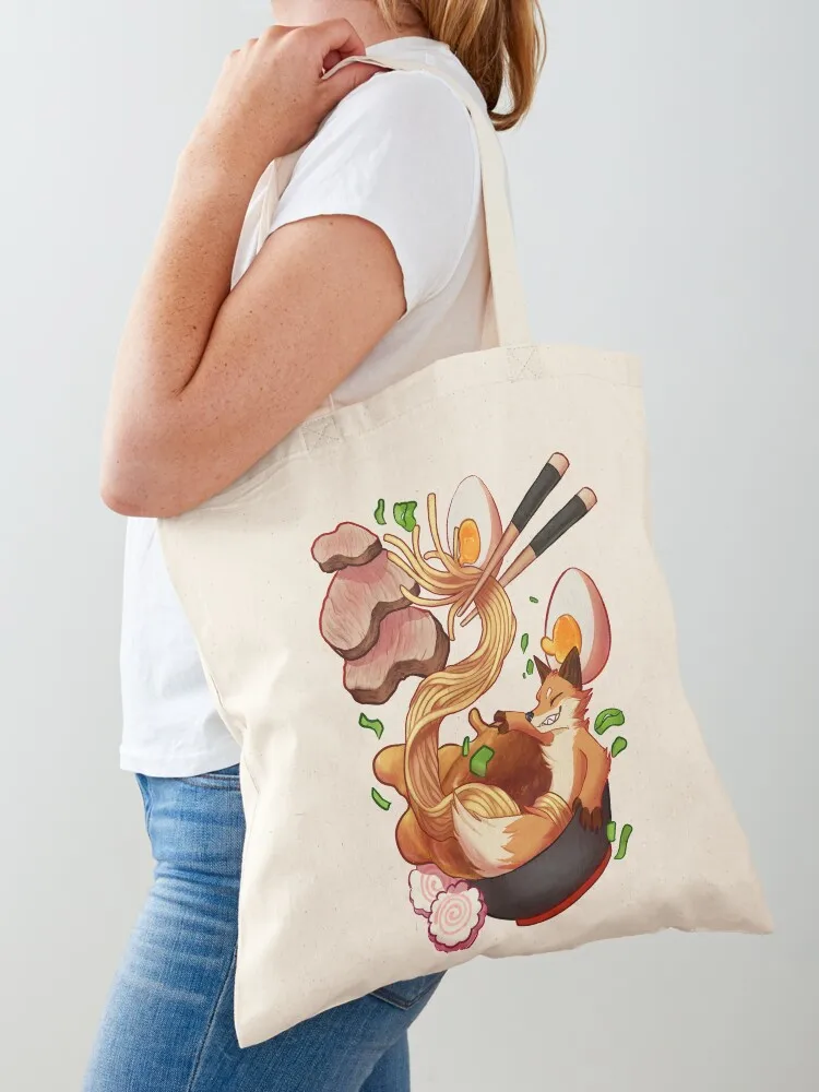 Ramen Fox Tote Bag hand bags Eco bag reusable shopping bags Canvas Tote Bag