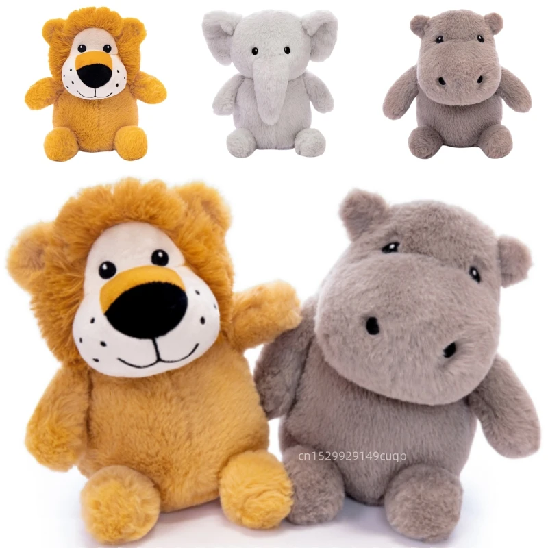 26cm Cartoon Cute Animal Plush Doll Round Fat Elephant Hippo Lion Plush Toy Home Decoration Soft Soothing Gift For Children