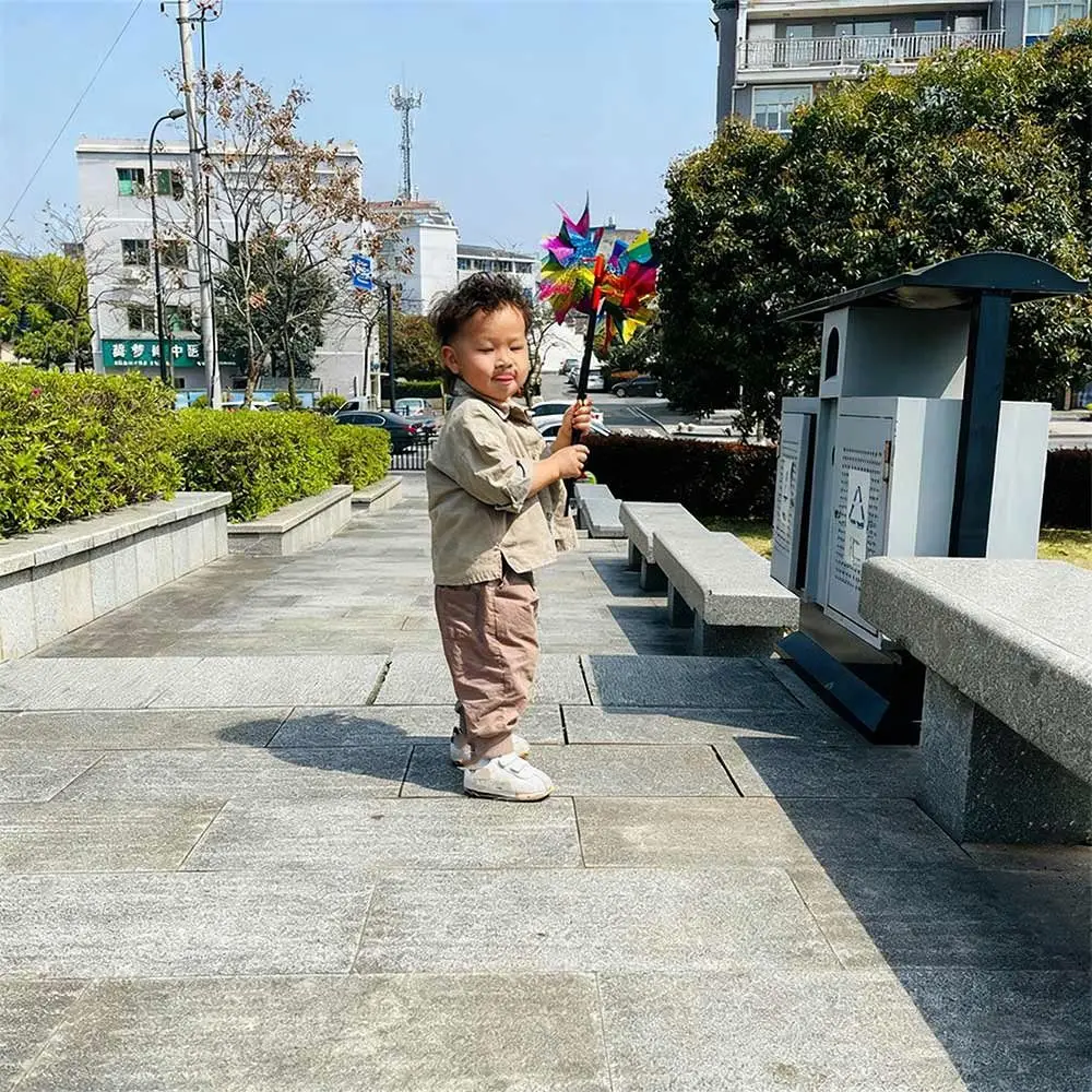 2pcs Reflective Sequin Bird Repeller Hand-held Windmill Double Section Pole Multicolors Bird Repellent Anti Birds Windmill 24cm