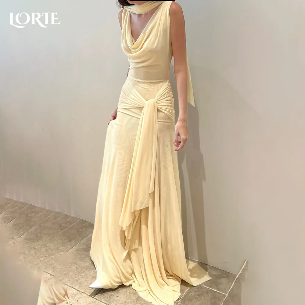 

LORIE Crepe Mermaid Evening Dress Deep V Neck Ruffle Bobycon Prom Dress Sexy Pleats Party Gown Chffion Customized Brithday Dress