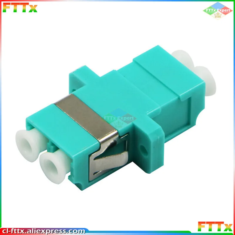 

25/50/100/200/300/400pcs LC UPC duplex fiber optic adapter OM3 Aqua Multimode DX coupler connector Insertion Loss 0.2dB