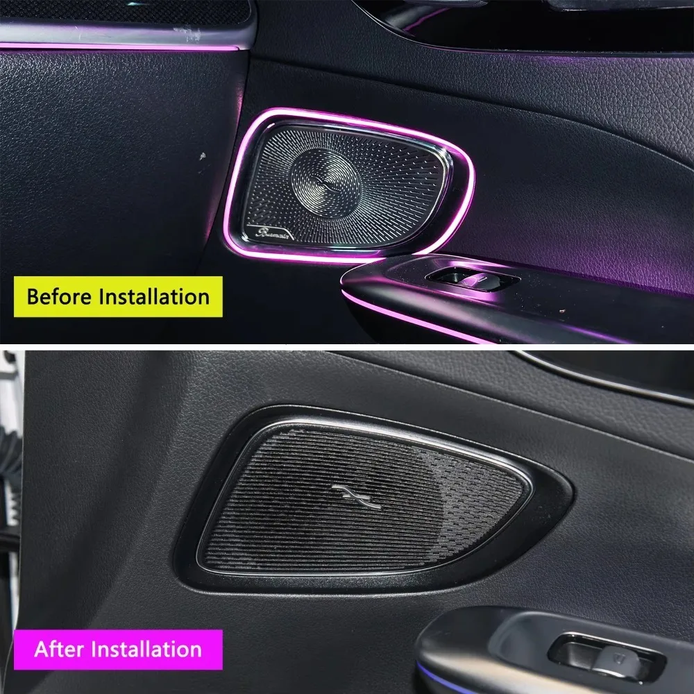 W206 64 Colors Ambient Light Interior Door Speaker Cover for Mercedes Benz C-Class 2022-2025 LED Horn Audio Trim Glow Cover
