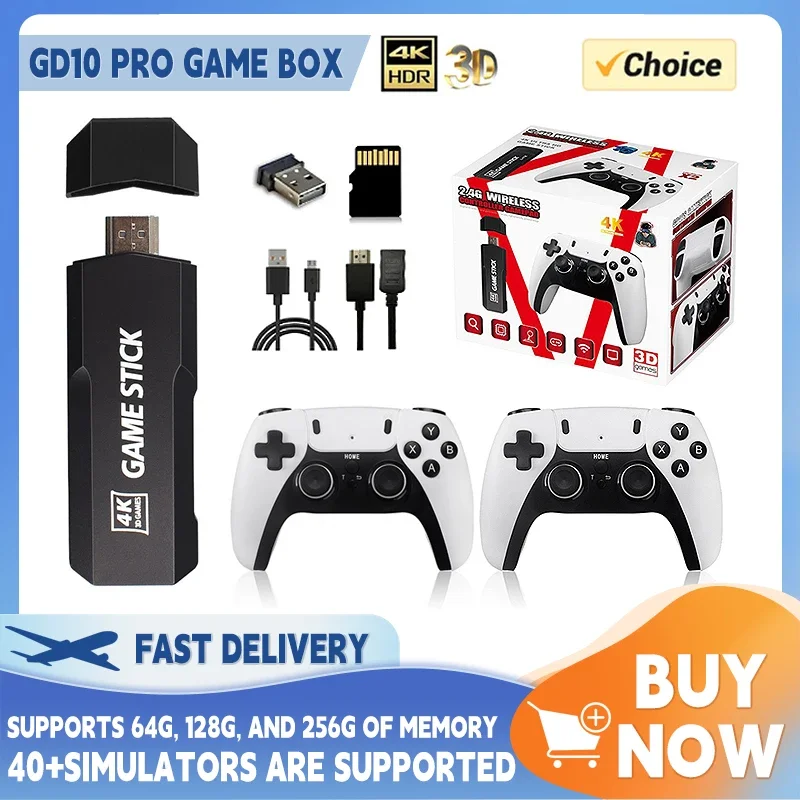 

New GD10 PRO Video Game Console 4K HD 2.4G Video Game Player Handheld Wireless GamePad Controller TV Stick 20000+Game