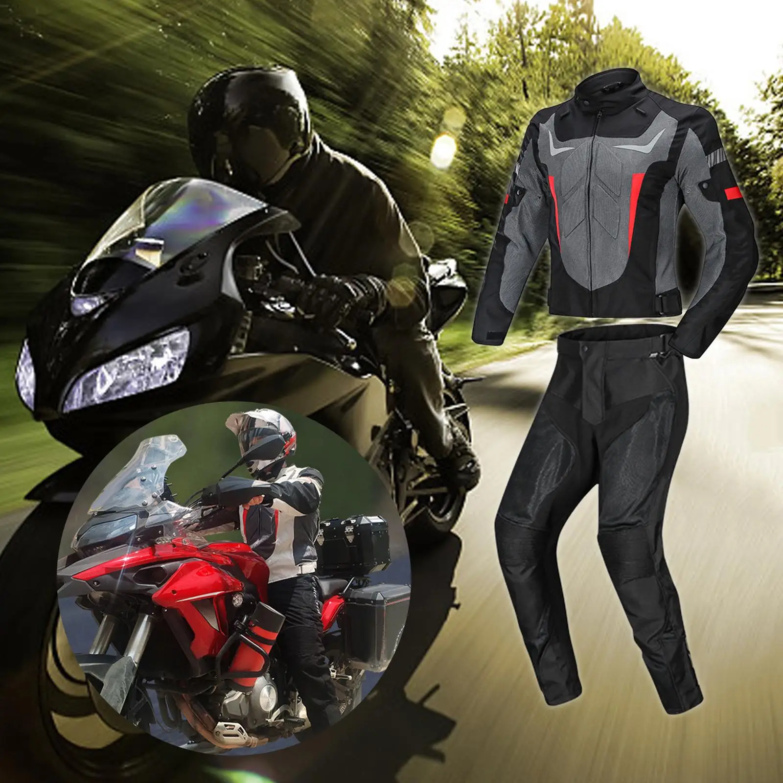 Waterproof Motorcycle Jacket Pants Racing Suit Reflective Motorbike Protection with Armor Pad Windproof Protective Riding Jacket