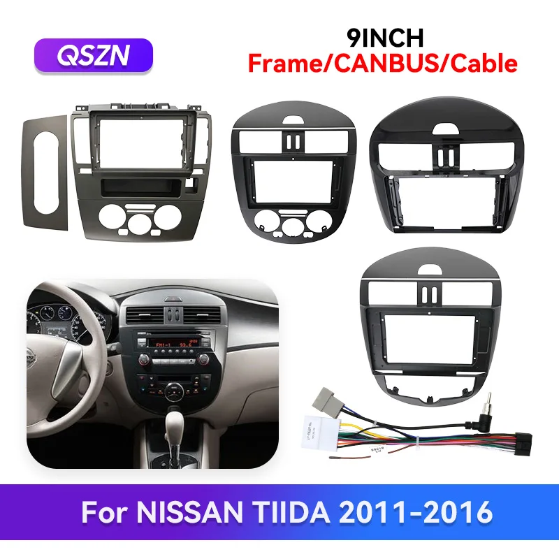 QSZN For NISSAN TIIDA 2005-2010 Harness Cable Car Radio Fascias Stereo Dashboard Panel Frame GPS MP5 Android Player Trim Kit