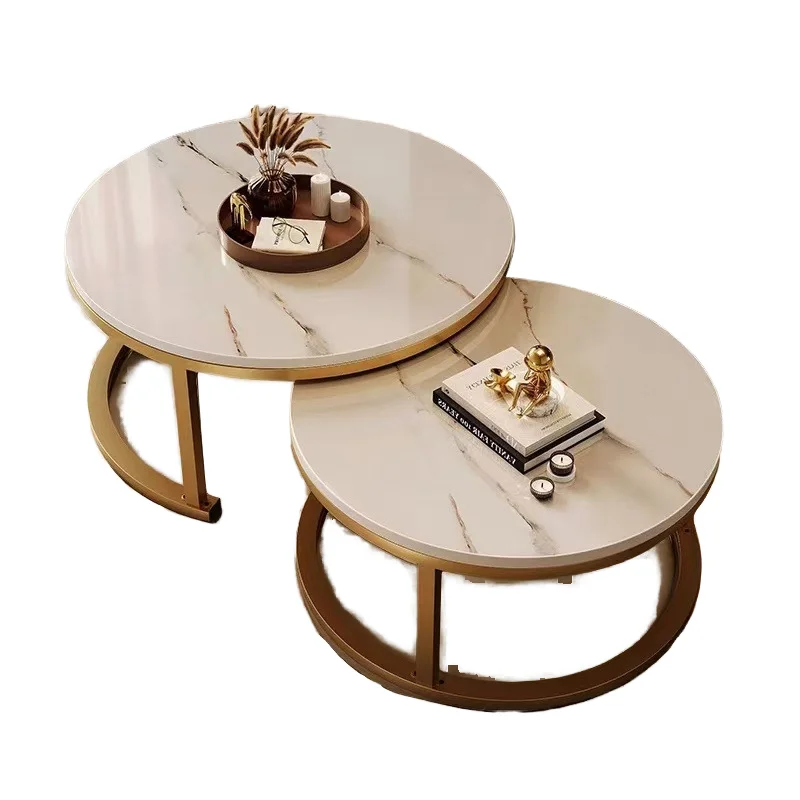 #Luxury Modern Simple White Metal Stone Gold Nesting Coffee Table Marble Top Minimalist for House Living Room Kitchen Home