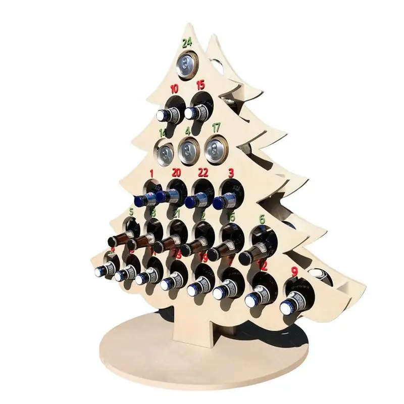 

Christmas Tree Advent Calendar Wooden Countdown Calendar Wine Stand shelf Christmas Decor For Tabletop Home Xmas Adult Calendar