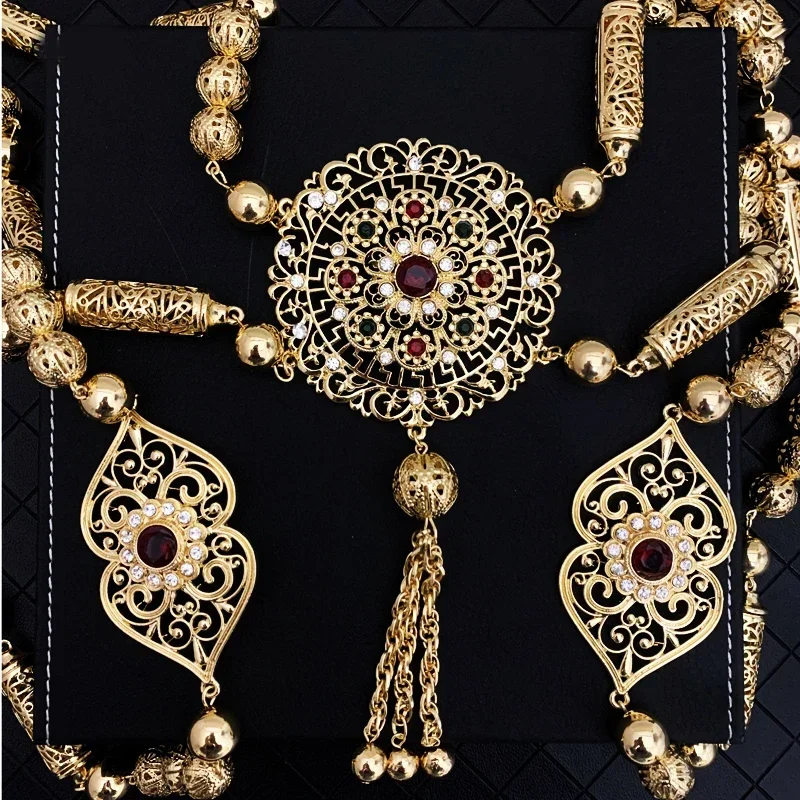 Canftan – Bijoux ethniques pour femmes, Bijoux de mariée marocaine, en plaqué or, pour épaules et dos, chaîne en or, pour le corps, tendance