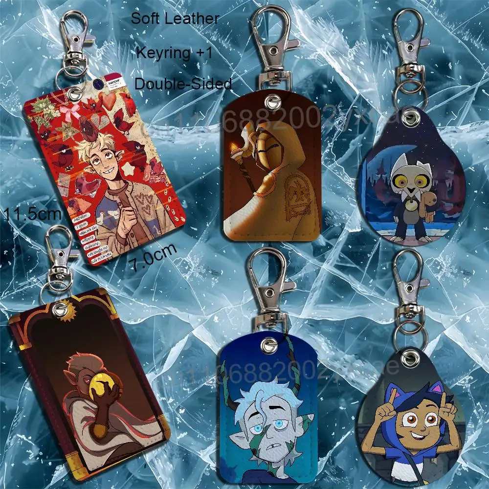 Flapjack Hunter Owl House Luz Noceda Leather Keychain Badge Holder with Lanyard - ID/Access Card Holder, Key Ring Accessory