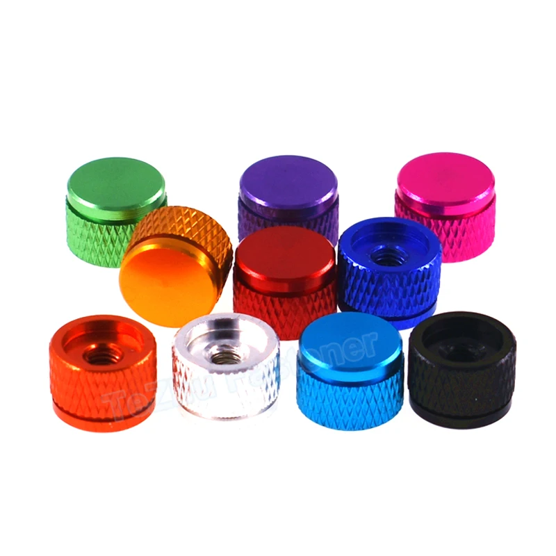 1-10Pcs Aluminum Knurled Thumb Nuts M3.5 M4 Thread Blind Hole Hand Tighten Nut Anodized For RC Models Computer Case 10 Colors