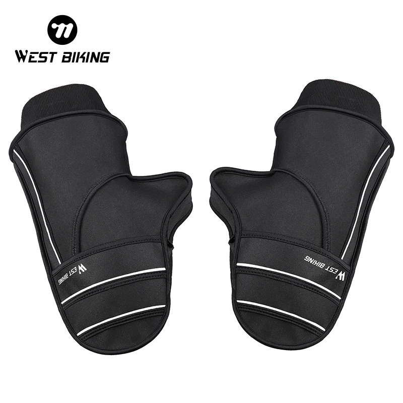 WEST BIKING Winter Warm Bike Handlebar Gloves Windproof MTB Bike Outdoor Riding Gloves Electric Bike Motorcycle Cycling Gloves