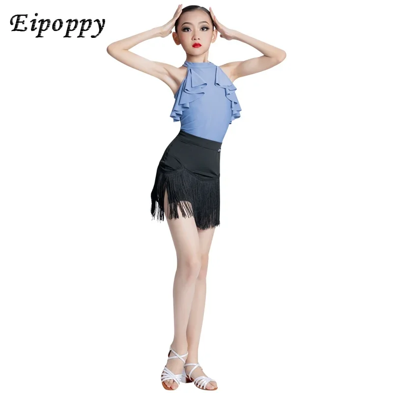 Latin Dance Training Kleidung für Mädchen Xia profession elle Tanz Performance Kleidung neuen Stil Kinder rücken frei schwarz und weiß
