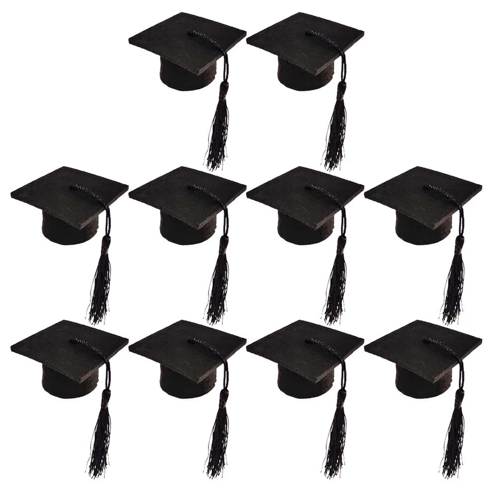 10 Pcs Topper Favor Mini Doctor Hat Drinks Graduation Cap Caps Bottle Black Cover Child