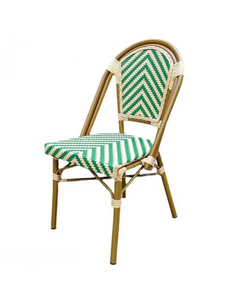 French Dining Chair Cafe Table Chair Nordic Rattan  Retro Back Stool Balcony Leisure Rattan  Courtyard Outdoor