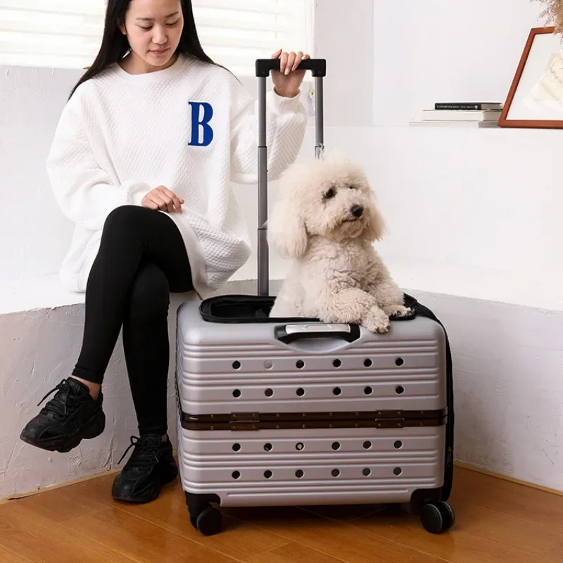 Pet Trolley Case Travel Transport Box Portable Carrier Outdoor Pet Cage Home Large Lightweight Transport Box Pet Products