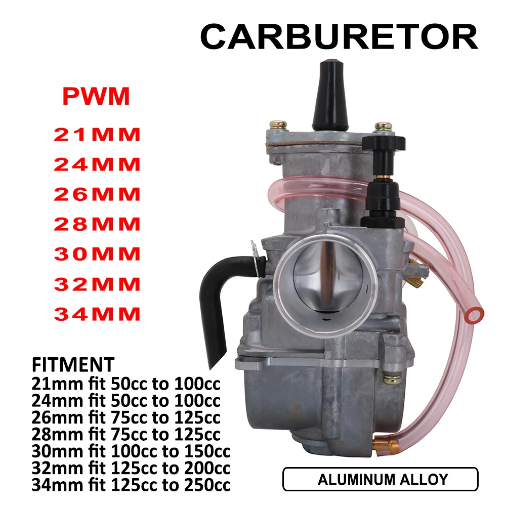 Motorcycle Universal Carburetor Carburador Cable Carb. Racing For Keihin Mikuni With Power Jet PWK 21 24 26 28 30 32 34mm