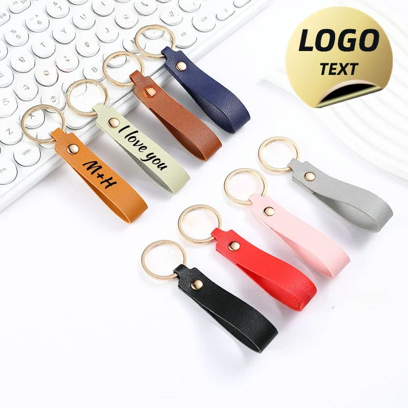 

Laser Custom Logo Keychain PU Leather Blank Pendant Engraved Bag Key Chain Personalize Number Name Car Keyring Gift for Lovers