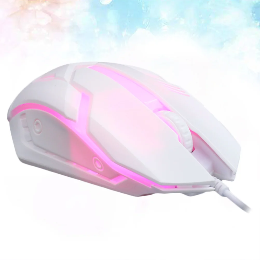 USB Wired White Backlit Gaming Mouse Ergonomic Long-Time Use Accurate Operation Computer Mouse for Home Dorm Laptop